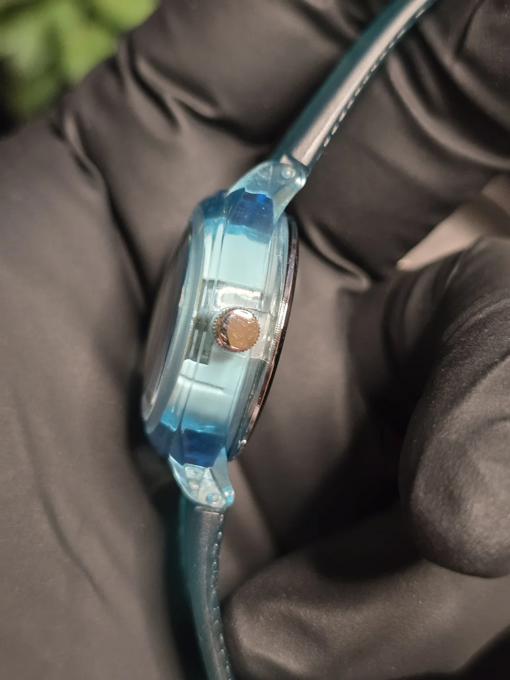 Relic Big Tic Teal Blue Transparent Plastic Women's Watch